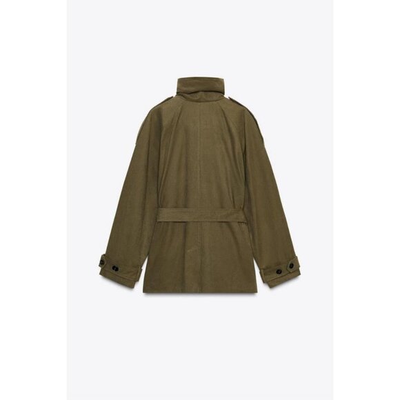 ZARA BELTED COTTON TRENCH COAT - Picture 8 of 9